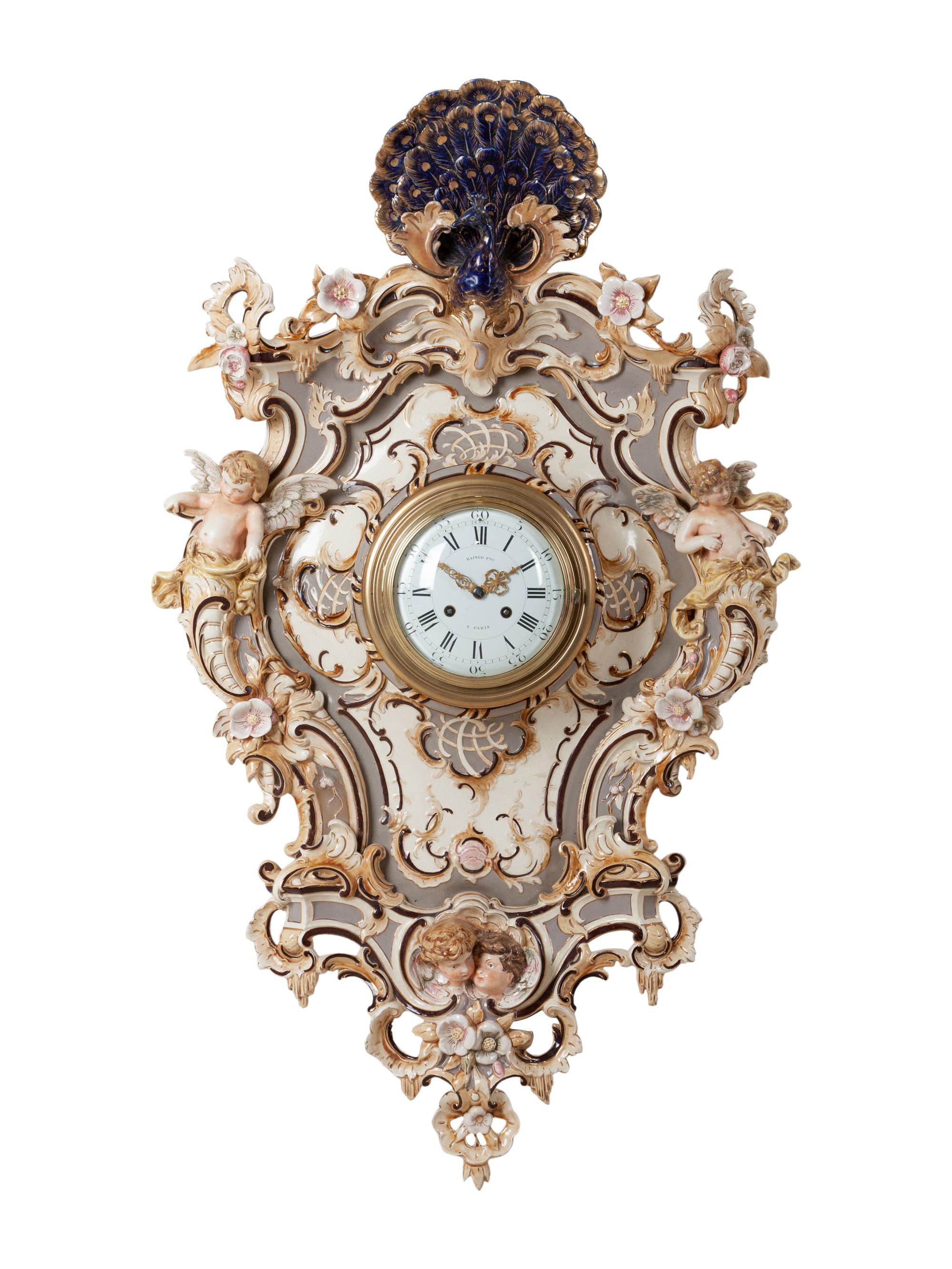 A Continental Majolica Wall Clock