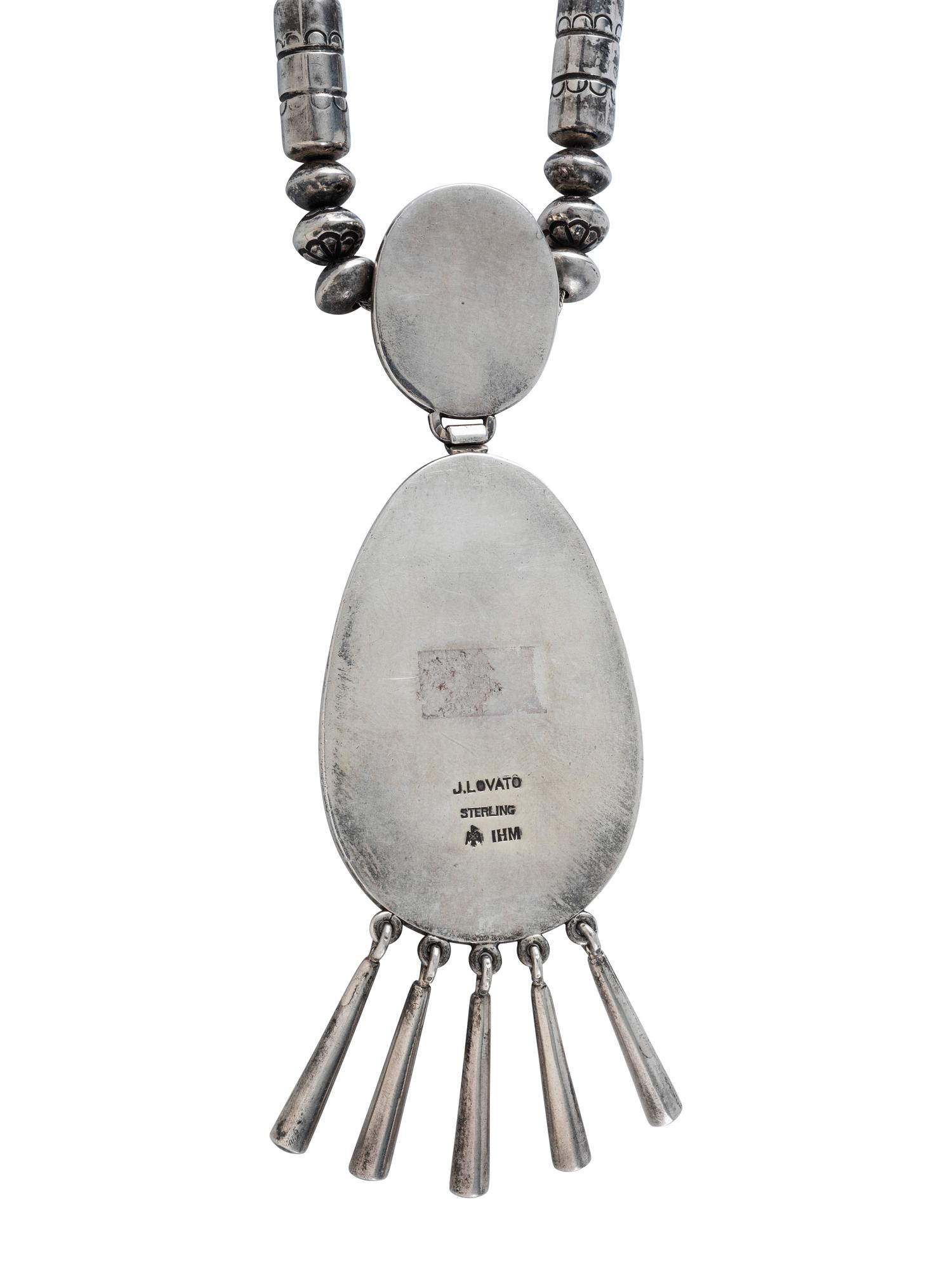 Sterling Silver Necklace, with Cluster Pendant set with Red Mountain Turquoise and Coral