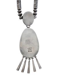 Sterling Silver Necklace, with Cluster Pendant set with Red Mountain Turquoise and Coral