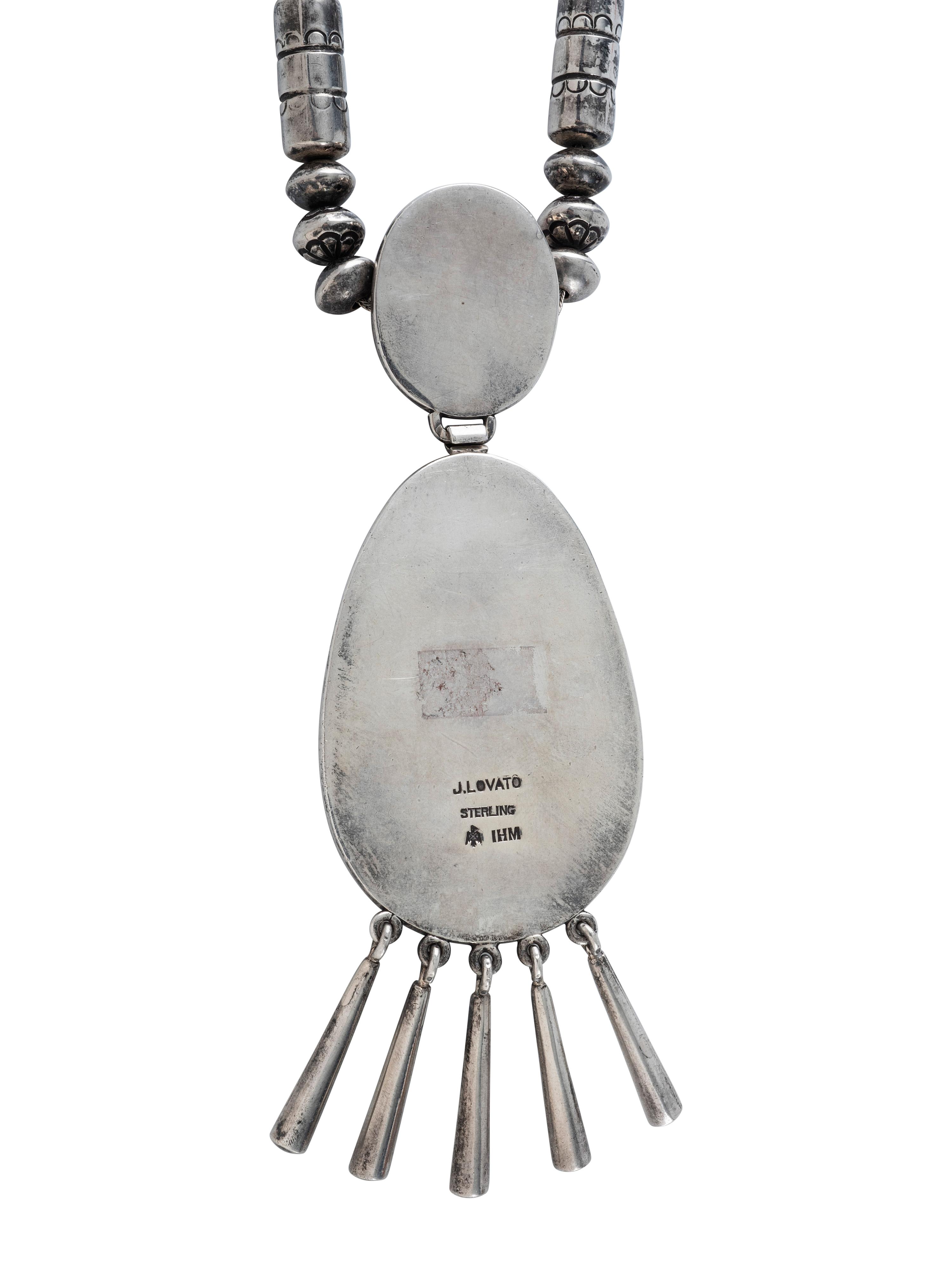 Sterling Silver Necklace, with Cluster Pendant set with Red Mountain Turquoise and Coral