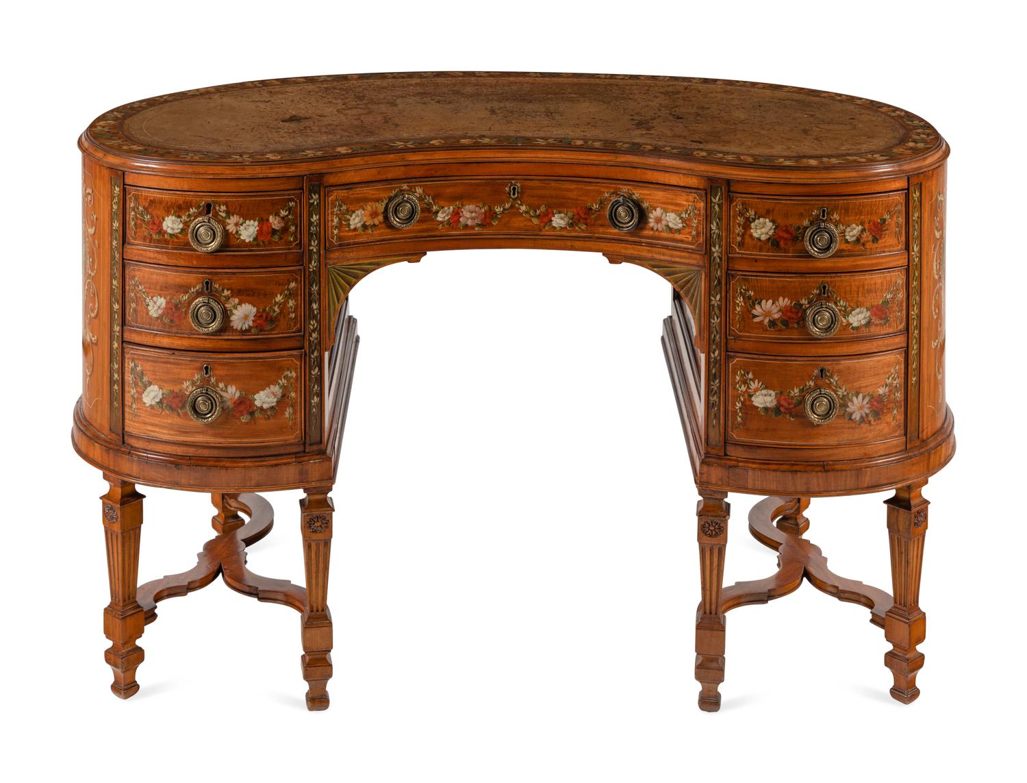 An Edwardian Painted Satinwood Desk