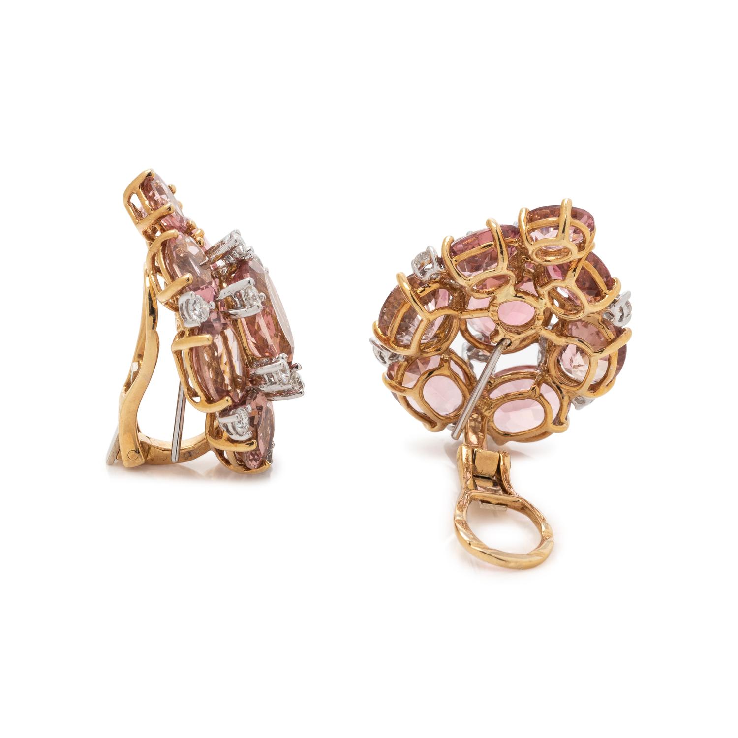 PINK TOPAZ AND DIAMOND EARCLIPS