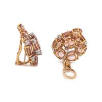 PINK TOPAZ AND DIAMOND EARCLIPS