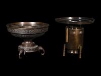 Two Japanese Mixed Metal Flower Pots, Usubata