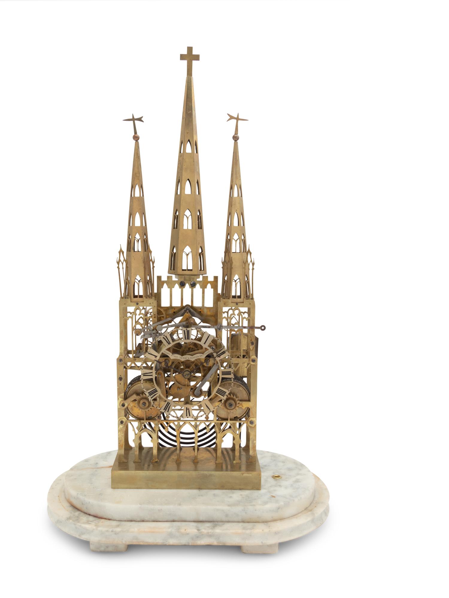 An English Brass Cathedral Skeleton Clock