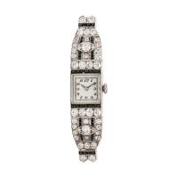 ART DECO, PLATINUM, DIAMOND, AND ONYX WATCH