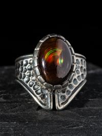Silver and Mexican Fire Agate Ring