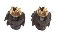 A Pair of Japanese Parcel-Gilt Bronze Figure of Carps Height 5 1/2 inches.