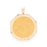 YELLOW GOLD AND COIN PENDANT