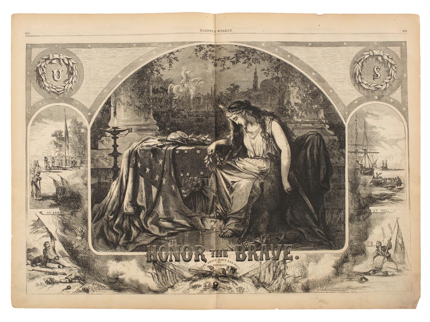 [CIVIL WAR - ART]. A group of 8 engravings, including Harper's Weekly illustrations, comprising: