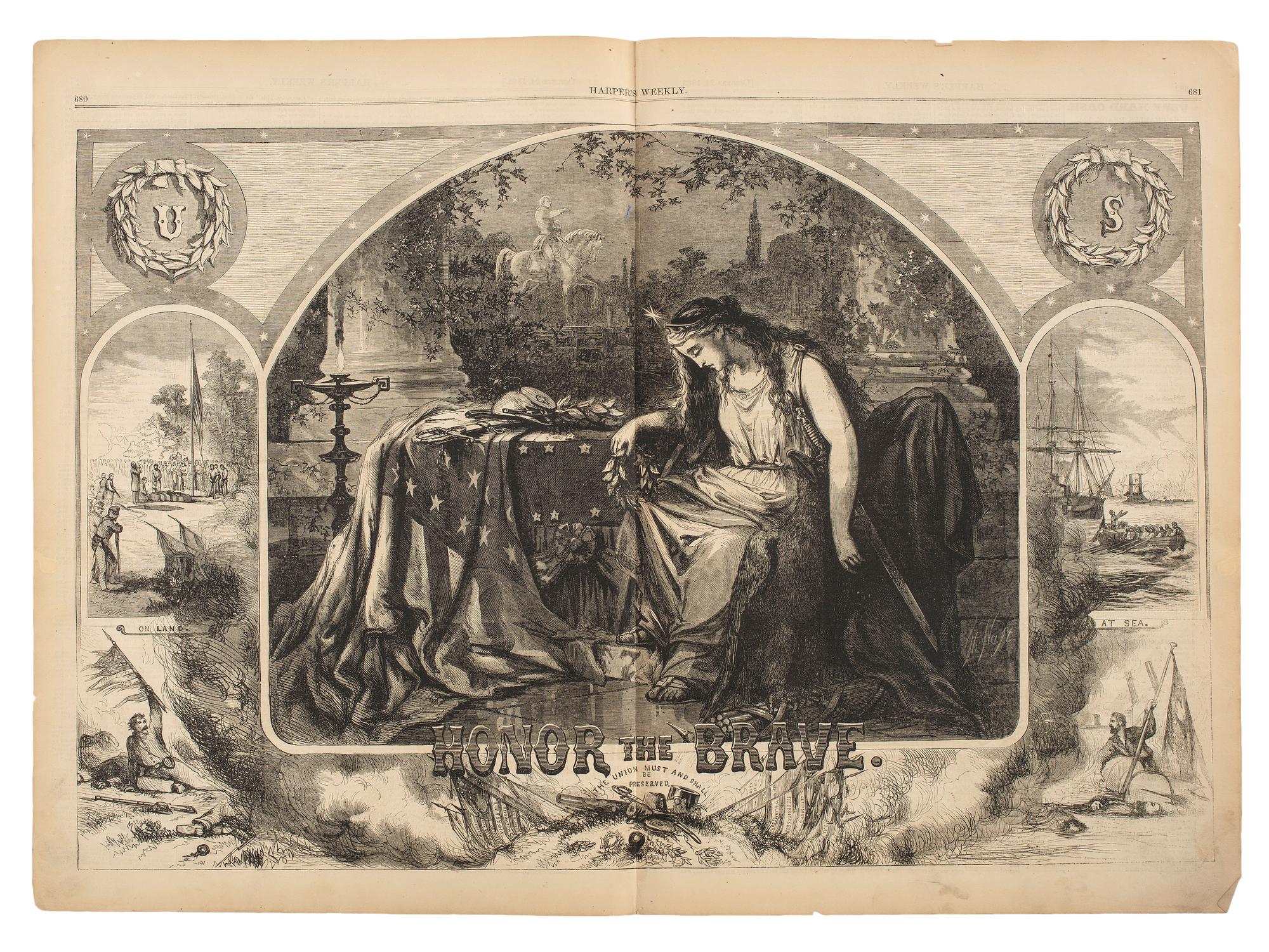 [CIVIL WAR - ART]. A group of 8 engravings, including Harper's Weekly illustrations, comprising: