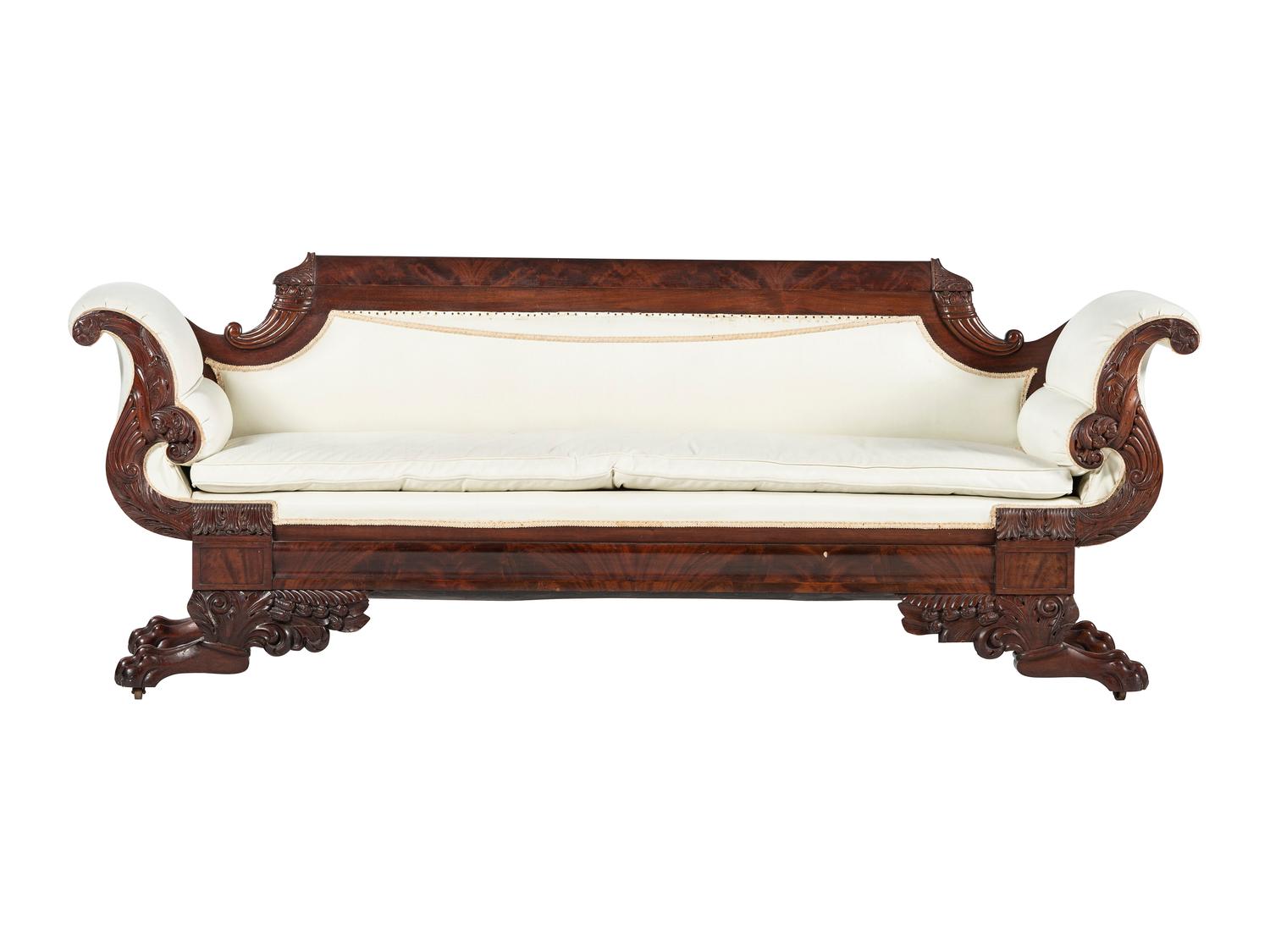 A Late Classical Carved Mahogany Sofa