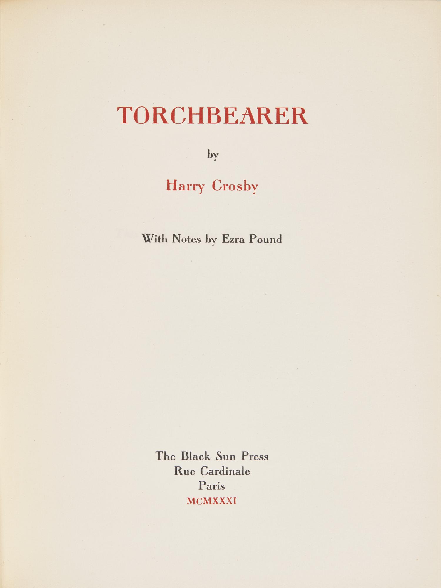 [Black Sun Press] Crosby, Harry. Collected Poems of Harry Crosby