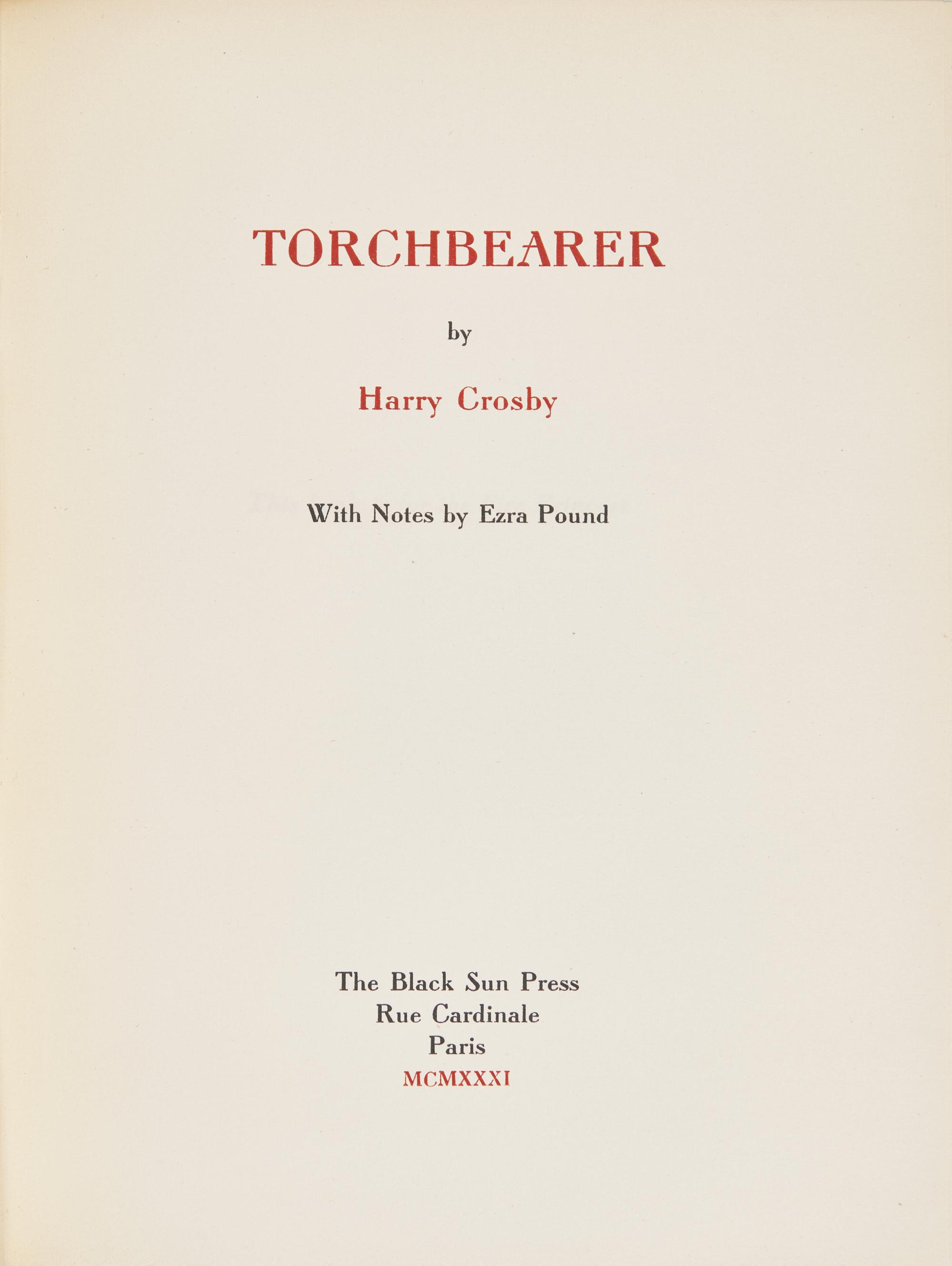 [Black Sun Press] Crosby, Harry. Collected Poems of Harry Crosby