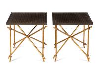 Pair of Gilt Metal and Laminate Alcott Occasional Tables