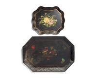Two Tole-Decorated Tinware Trays