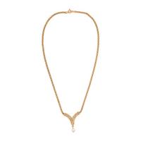 Yellow Gold, Diamond, and Pearl Necklace