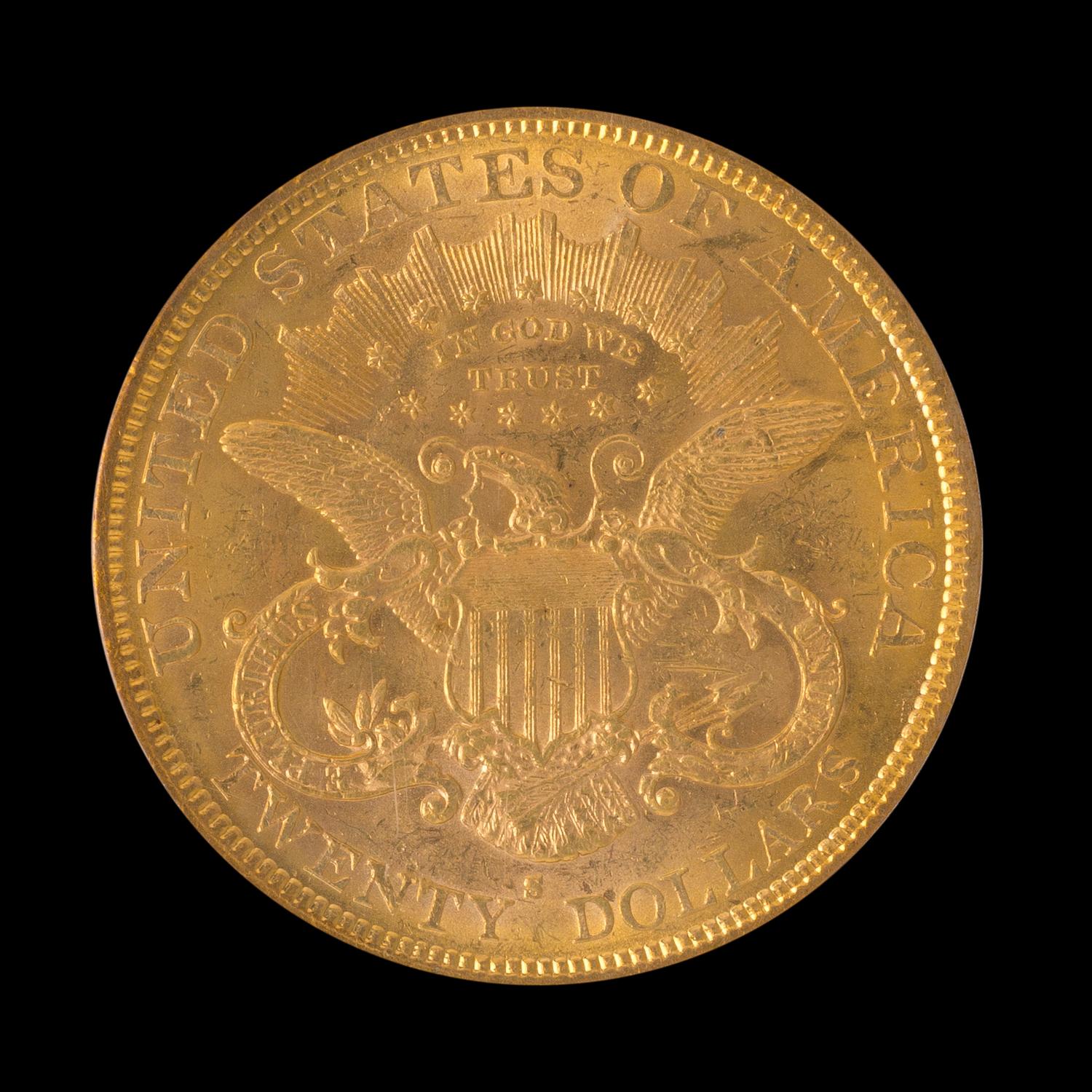 A United States 1877-S Liberty Head $20 Gold Coin