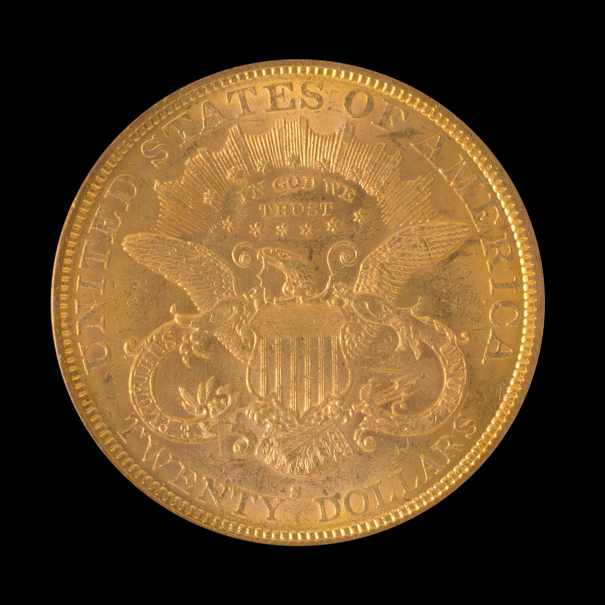 A United States 1877-S Liberty Head $20 Gold Coin