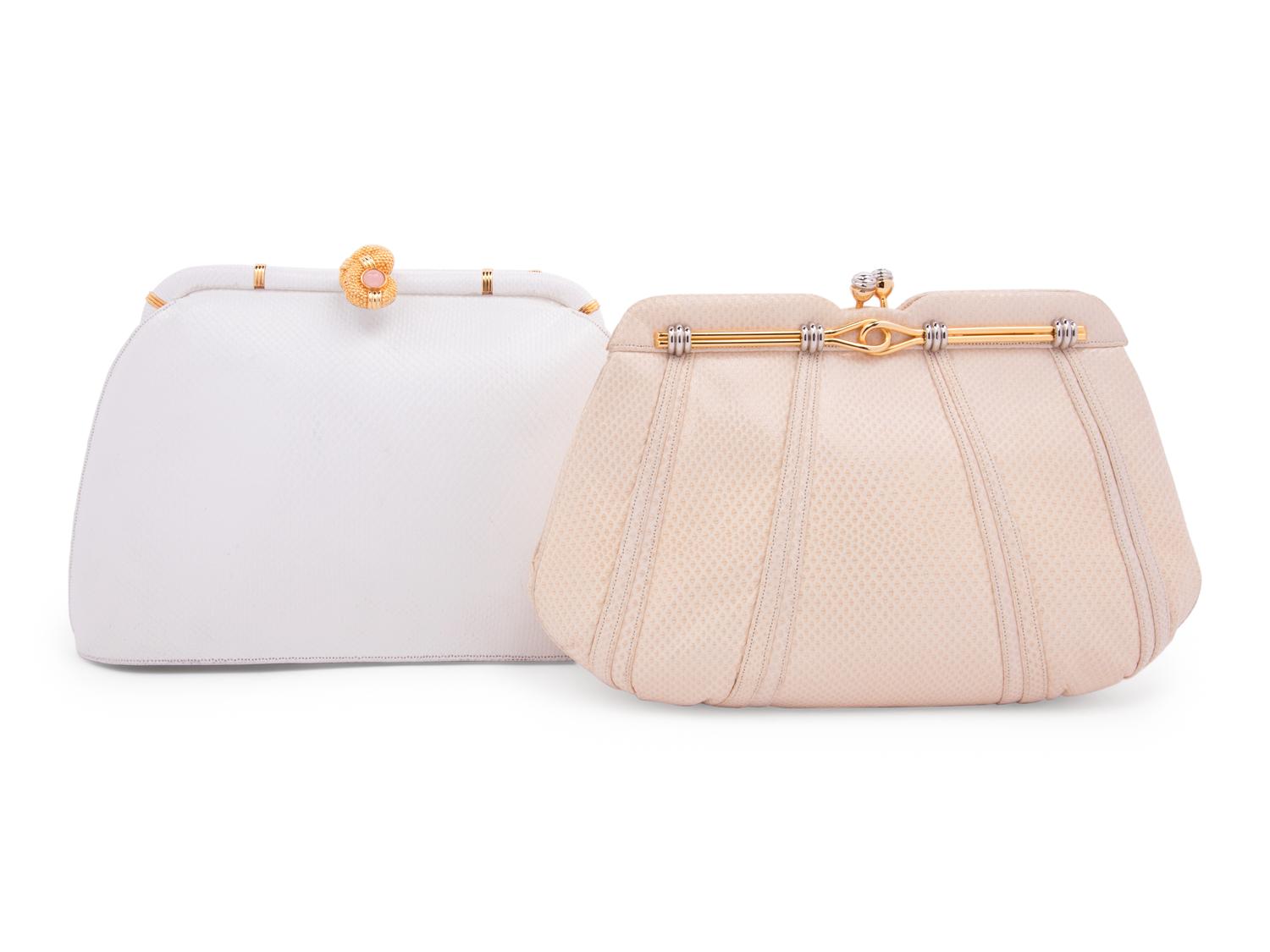 Two Judith Leiber Exotic Skin Clutches