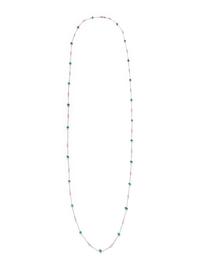 WHITE GOLD, DIAMOND AND EMERALD LONGCHAIN NECKLACE