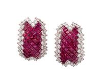 RUBY AND DIAMOND EARCLIPS