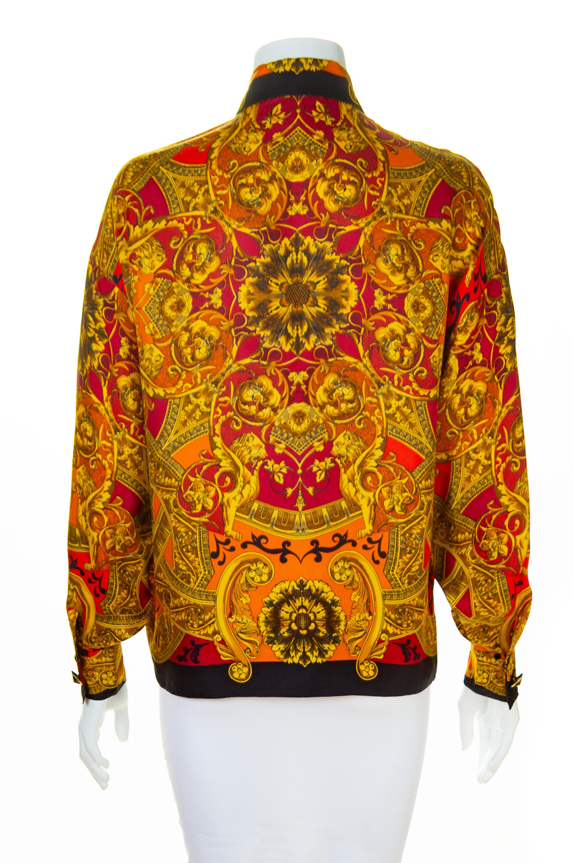 A Gianni Versace Silk Atelier Print Shirt, Size 38.