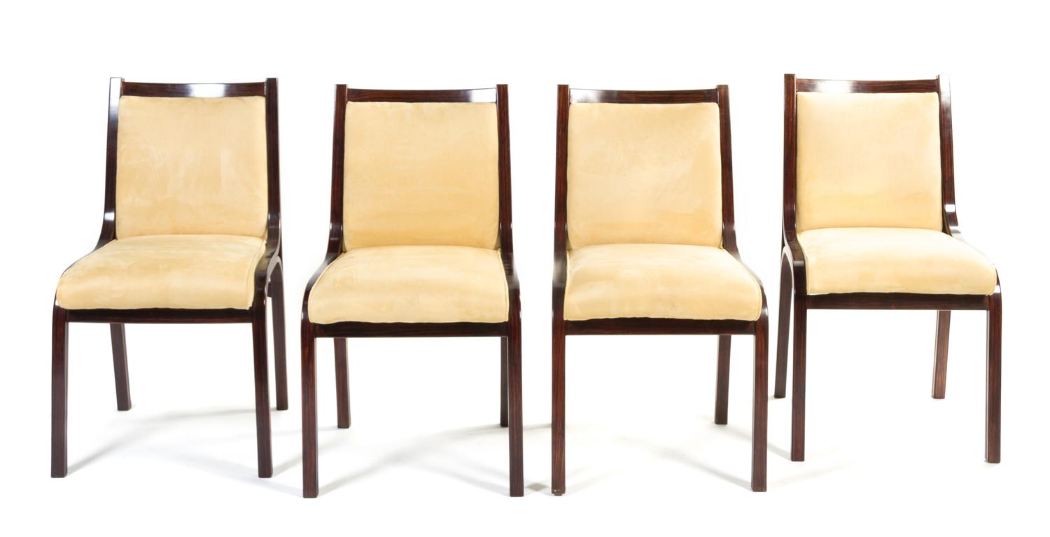 A Set of Four Italian Rosewood Cavour Chairs, attributed to Vittorio Gregotti Height 33 1/2 inches.