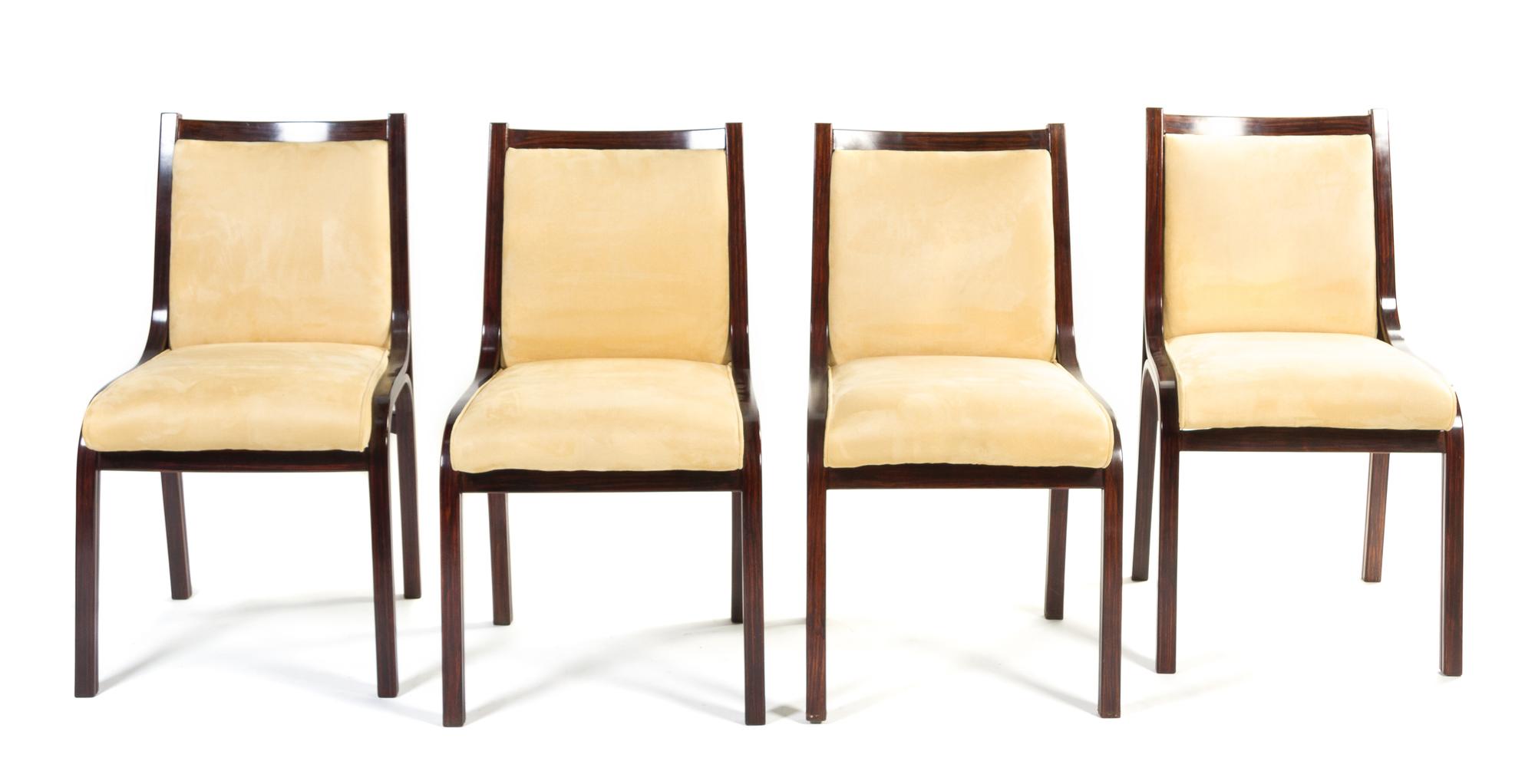 A Set of Four Italian Rosewood Cavour Chairs, attributed to Vittorio Gregotti Height 33 1/2 inches.