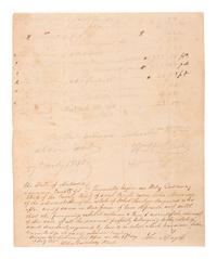 [ENSLAVEMENT & ABOLITION]. Manuscript inventory of property sold from the estate of John Hodges, including enslaved individuals. Lawrence County, Alabama, 24 July 1840.