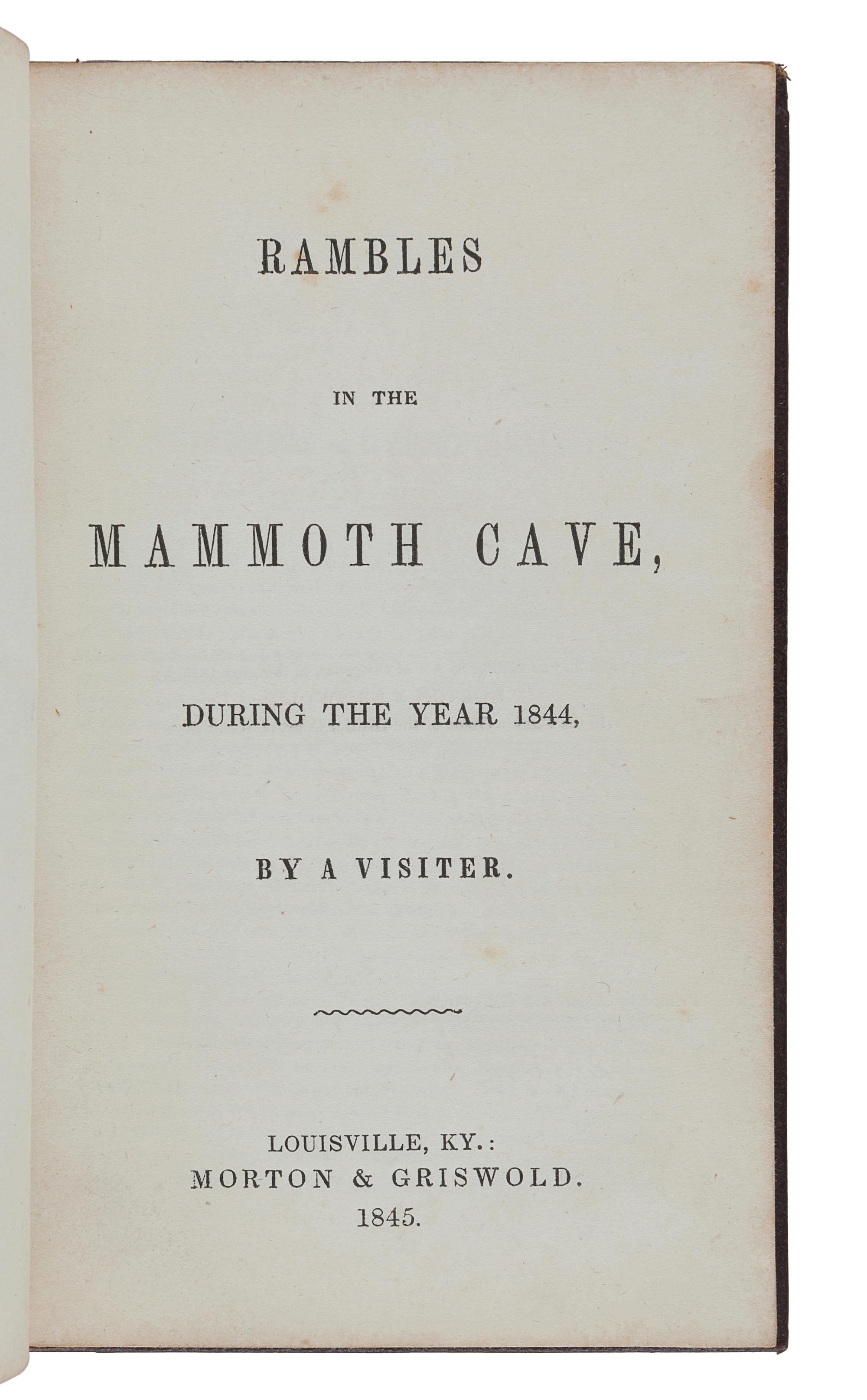 [MAMMOTH CAVE]. A group of 3 works about Mammoth Cave, comprising: