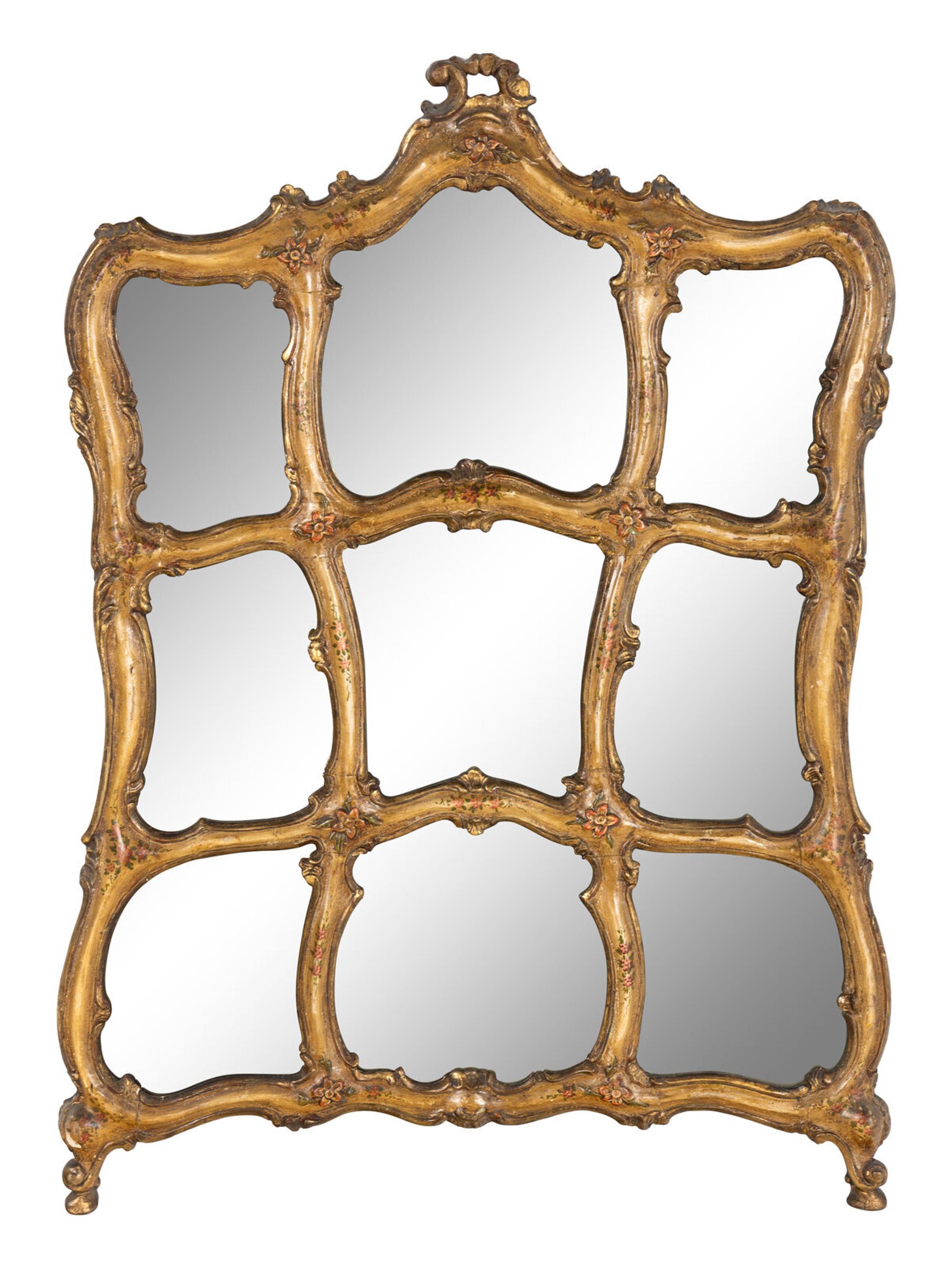 A Venetian Polychrome Painted Mirror