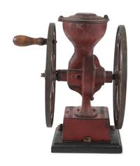A Coles Manufacturing Cast Iron Double-Wheeled Coffee Grinder