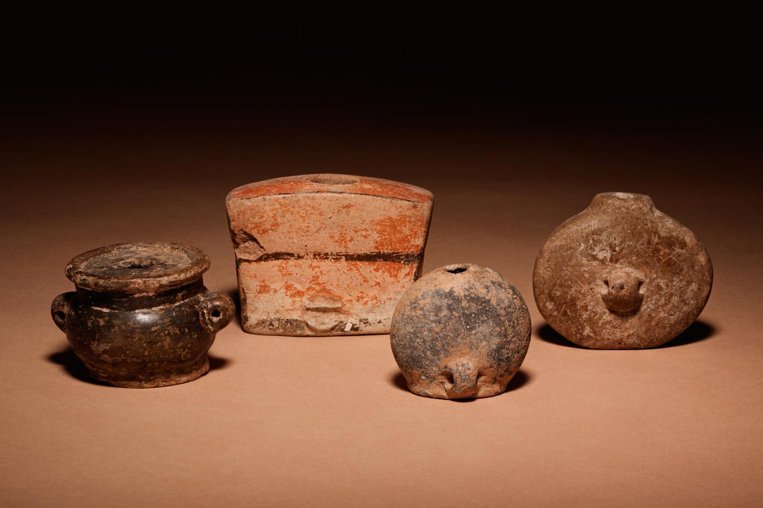 A Group of Four Maya Terracotta Vessels