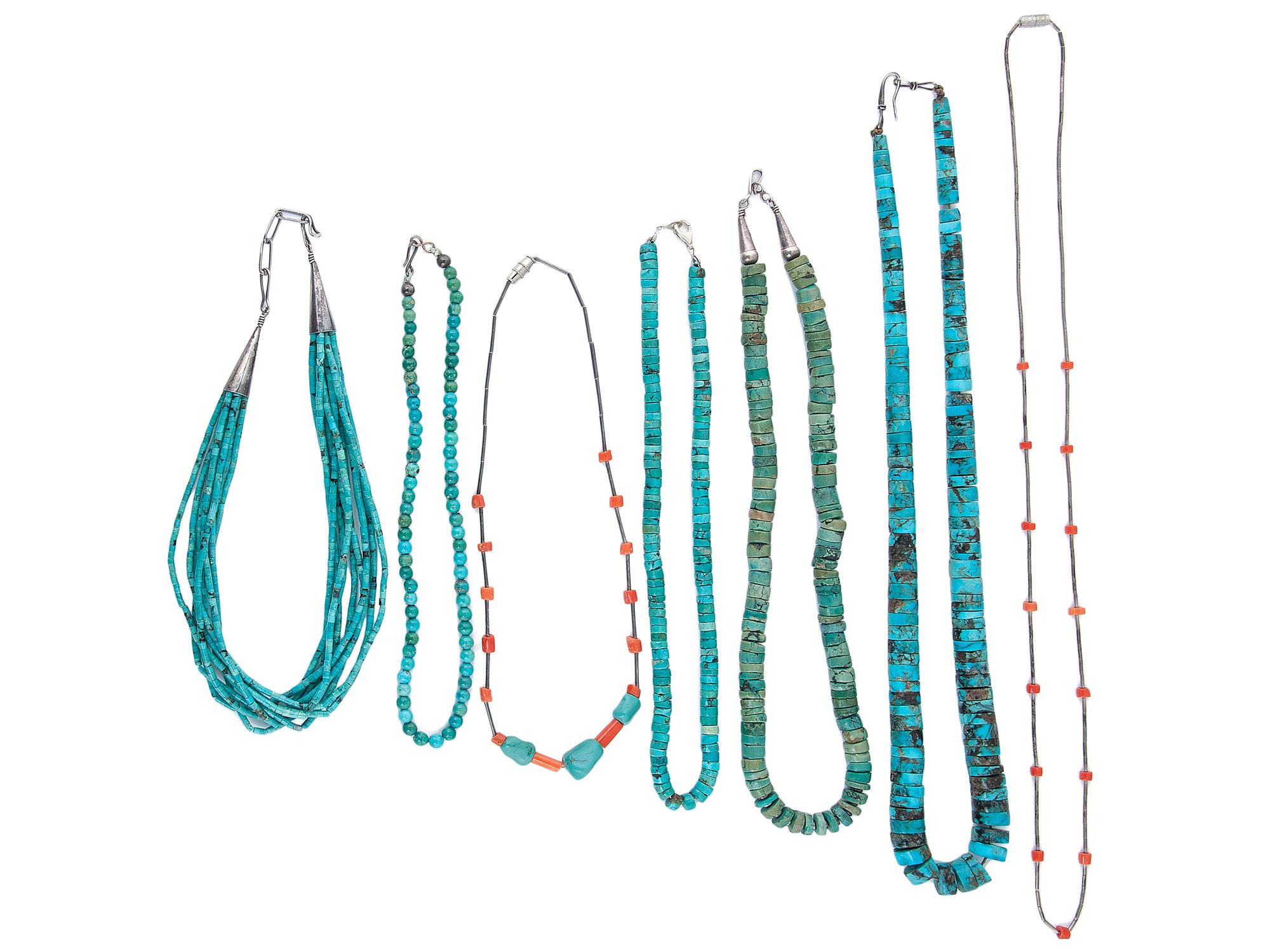 Pueblo Turquoise and Coral Necklaces