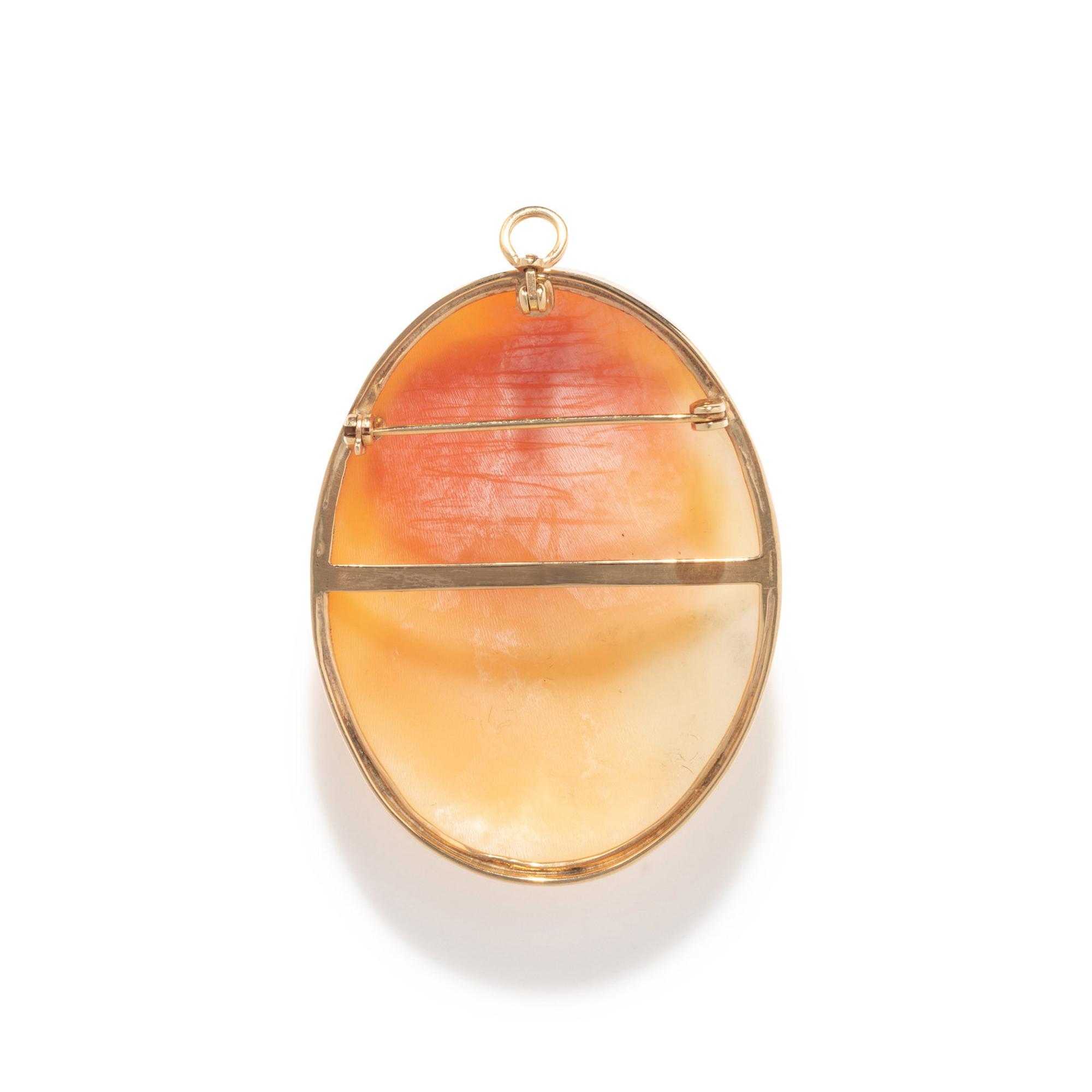 A Neoclassical Shell Cameo Pendant Brooch with a Double Portrait of Napoleon and Marie Louise