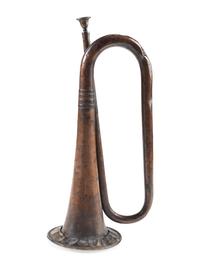 Civil War early contract regulation bugle. Manufactured by Klemm & Bro., Philadelphia, PA.