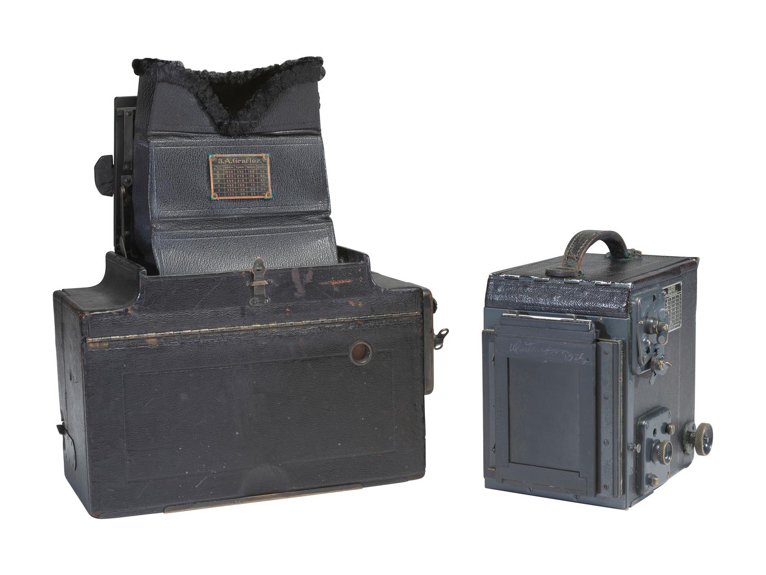 [CAMERAS]. Trio of Graflex and Speed Graphic cameras.