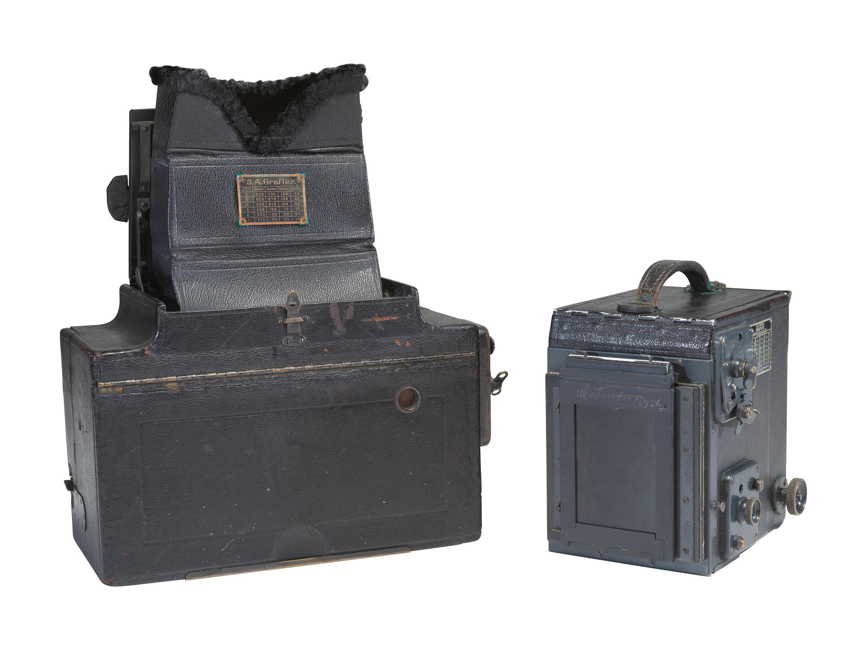 [CAMERAS]. Trio of Graflex and Speed Graphic cameras.