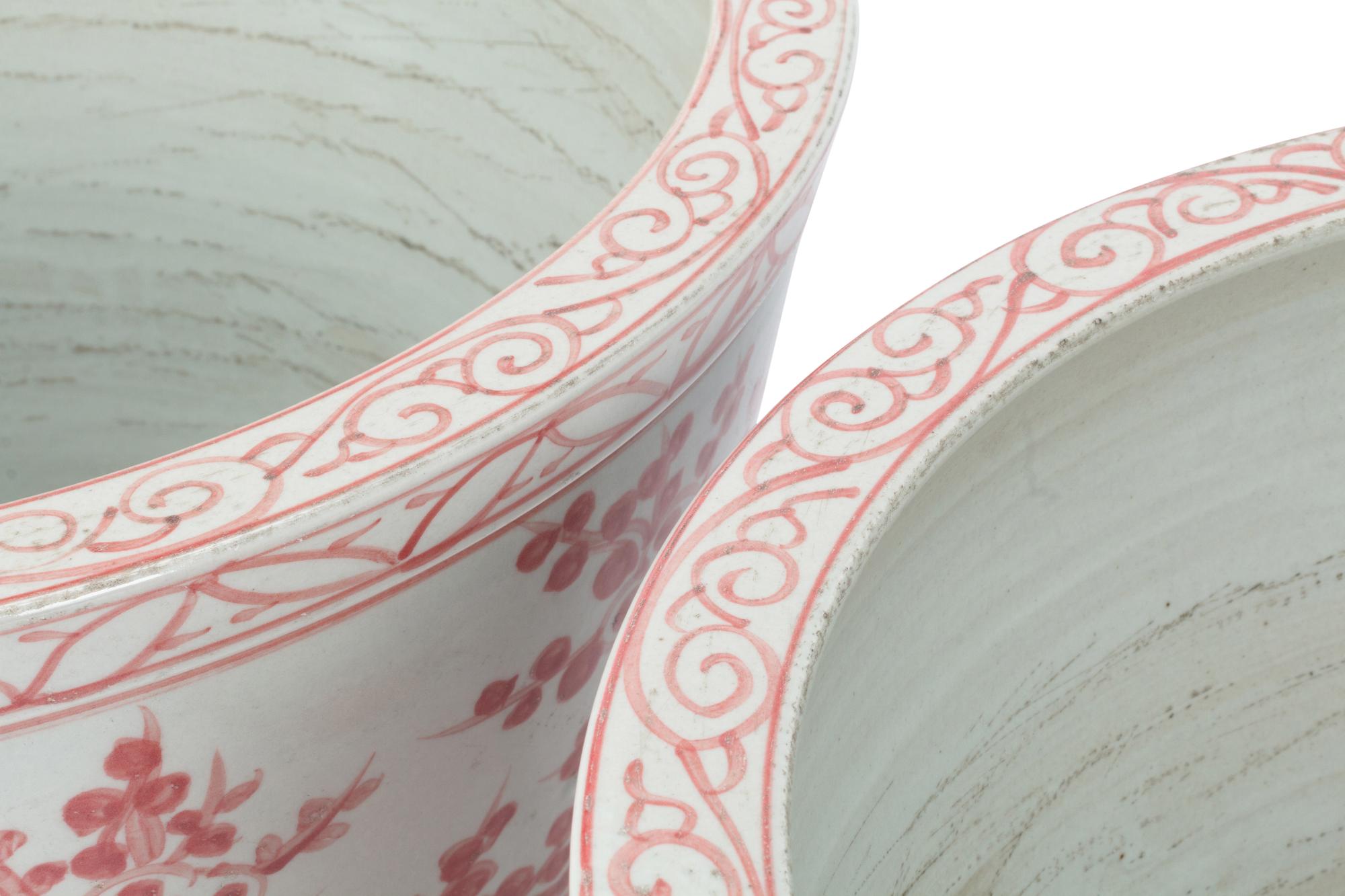 A Pair of Chinese Export Style Porcelain Cache Pots