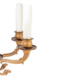 A Pair of Empire Gilt Bronze Six-Light Chandeliers