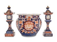 Three Japanese Imari Porcelain Articles