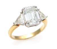 An 18 Karat Yellow Gold, Platinum and Diamond Ring, 4.40 dwts.