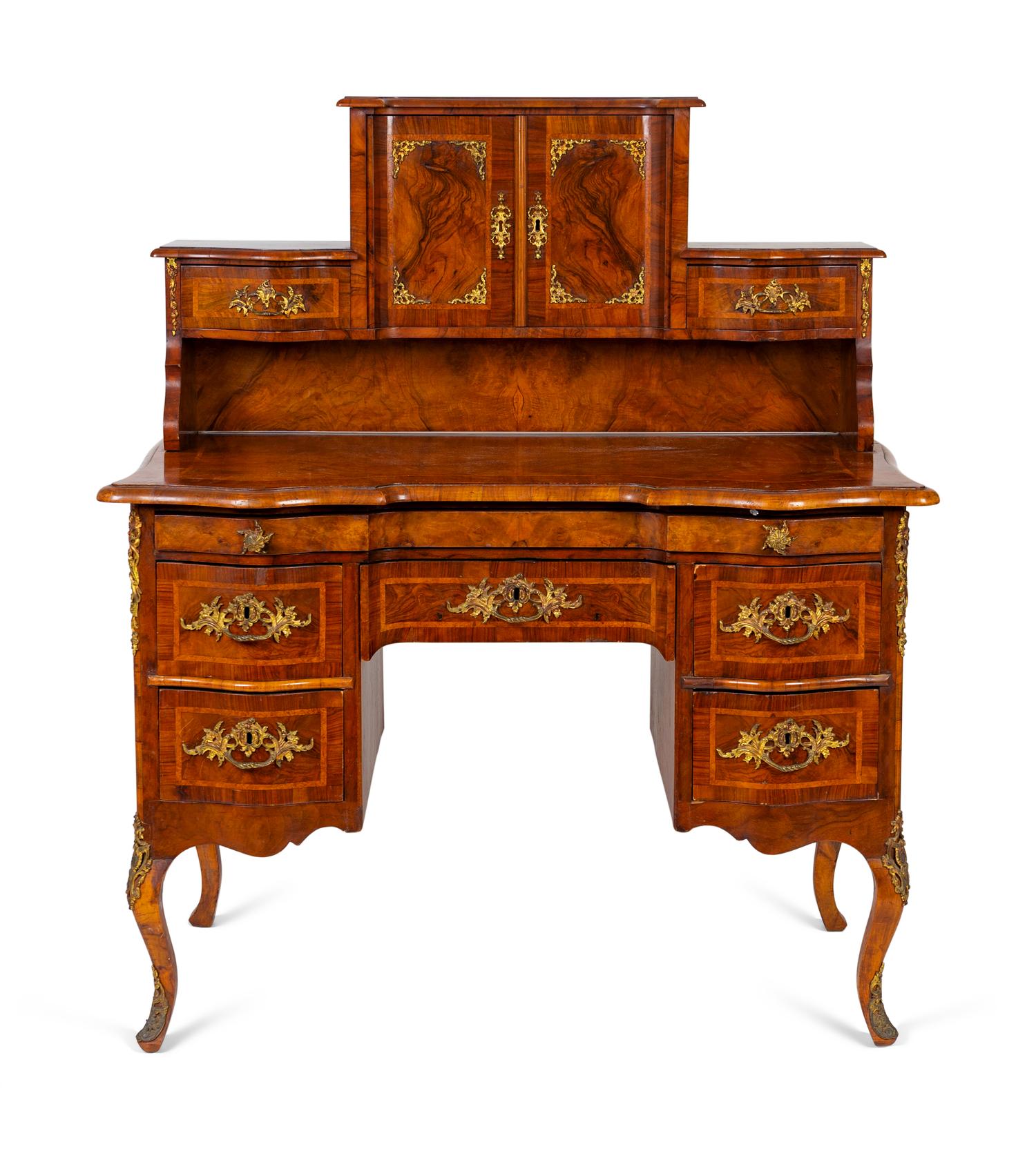 An Italian Gilt Metal Mounted Walnut Lady's Writing Desk — 19TH CENTURY