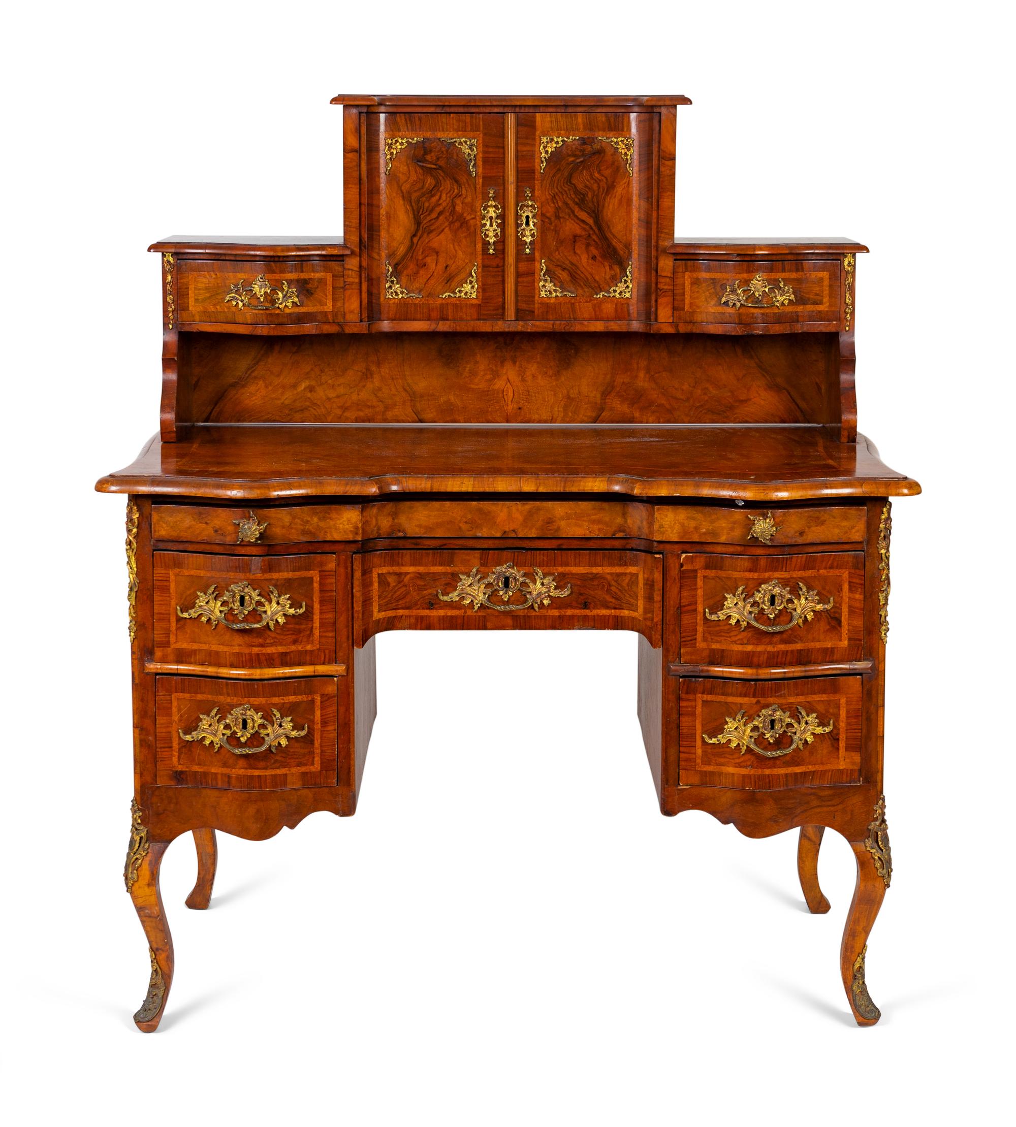 An Italian Gilt Metal Mounted Walnut Lady's Writing Desk — 19TH CENTURY