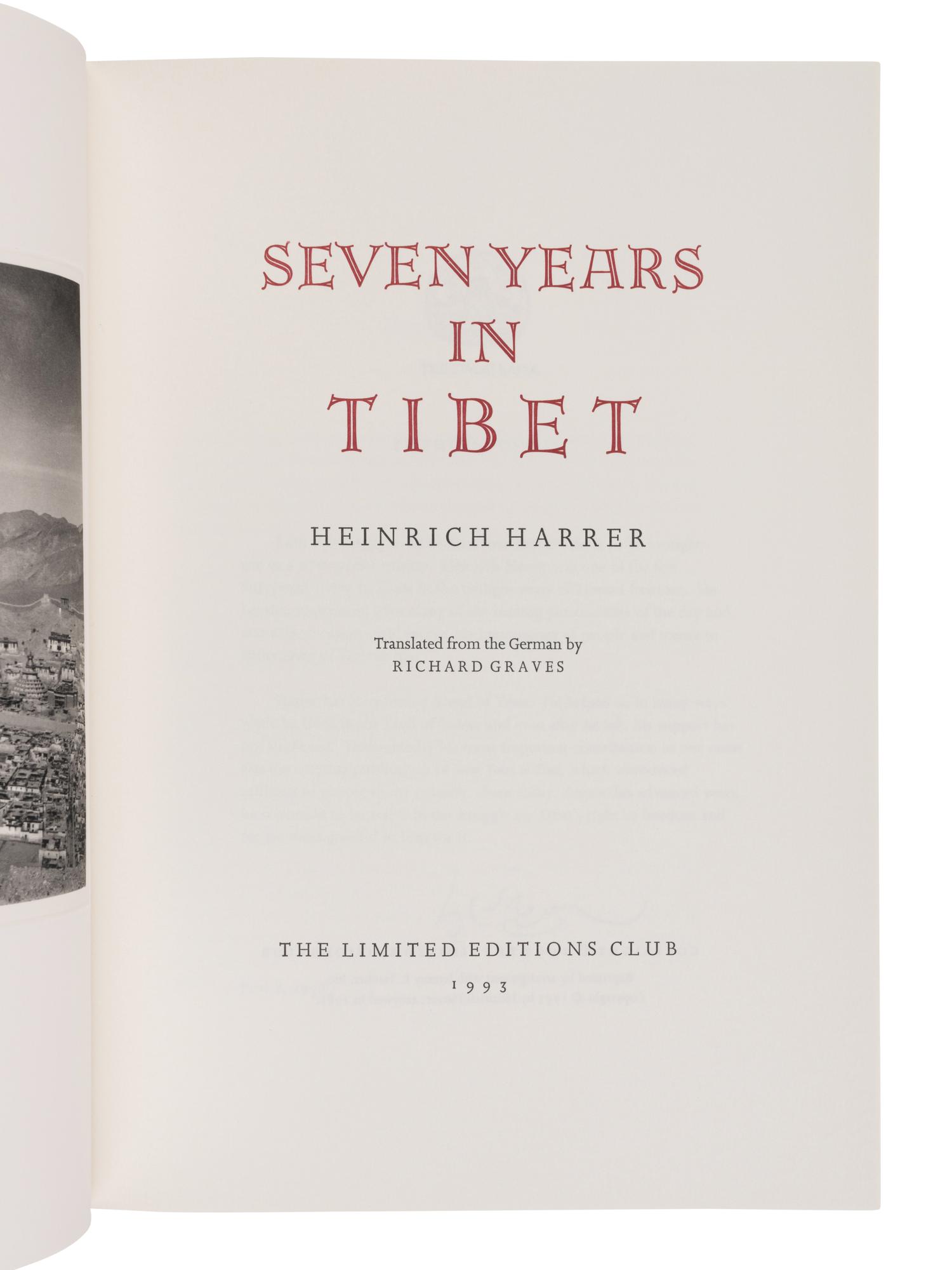 [LIMITED EDITIONS CLUB]. HARRER, Heinrich (1912-2006). Seven Years in Tibet. New York: The Limited Editions Club, 1993.