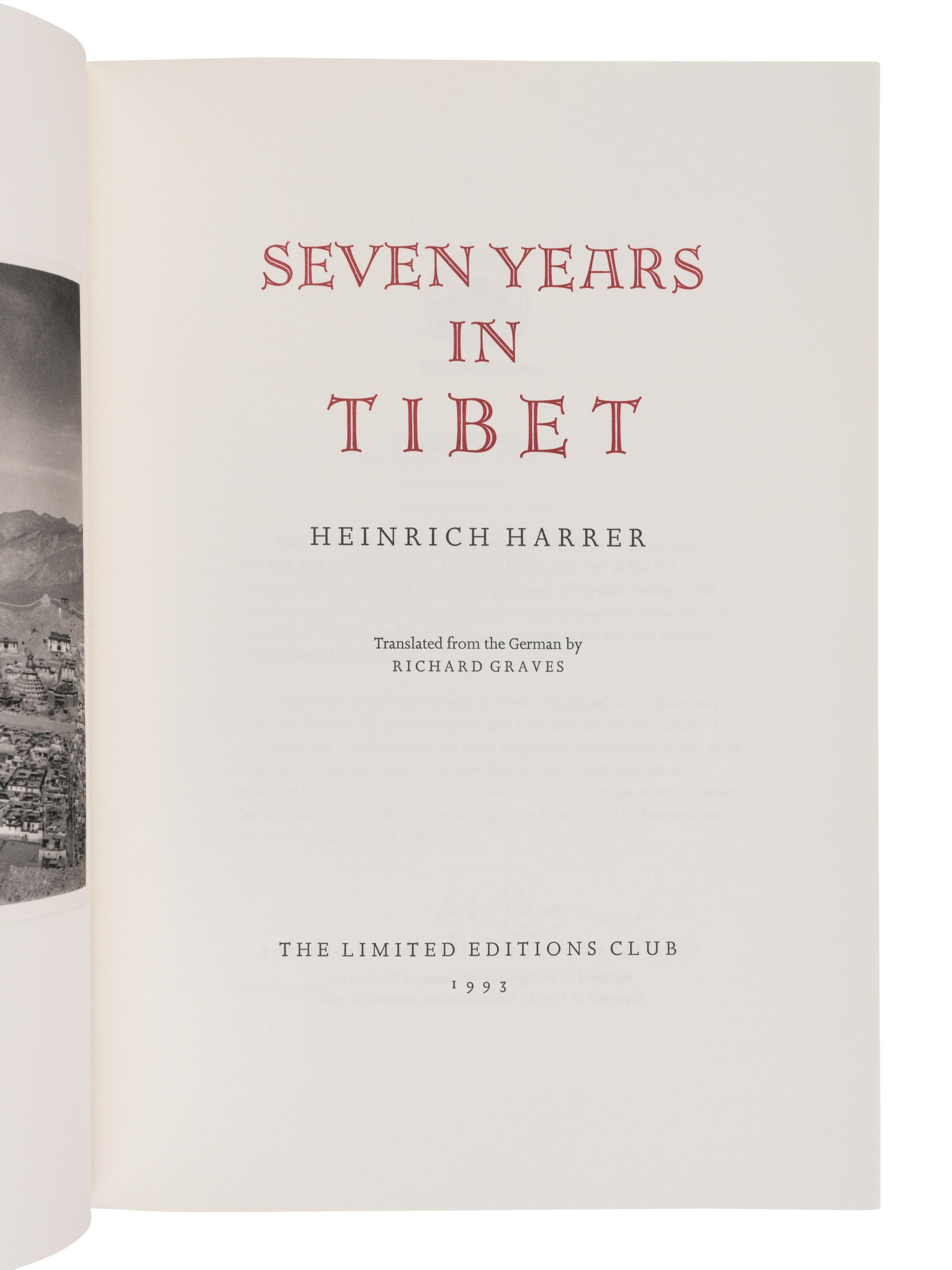 [LIMITED EDITIONS CLUB]. HARRER, Heinrich (1912-2006). Seven Years in Tibet. New York: The Limited Editions Club, 1993.