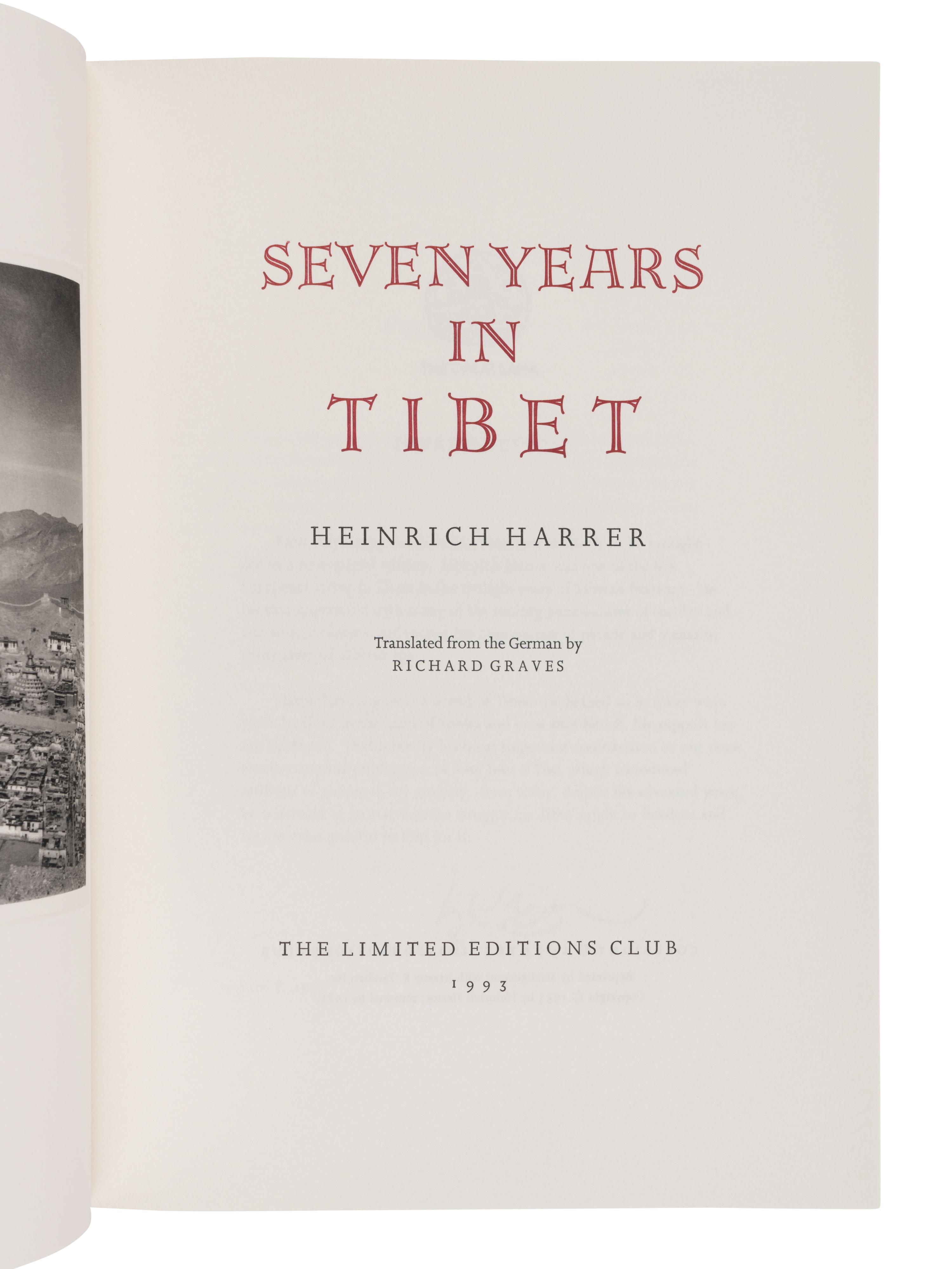 [LIMITED EDITIONS CLUB]. HARRER, Heinrich (1912-2006). Seven Years in Tibet. New York: The Limited Editions Club, 1993.