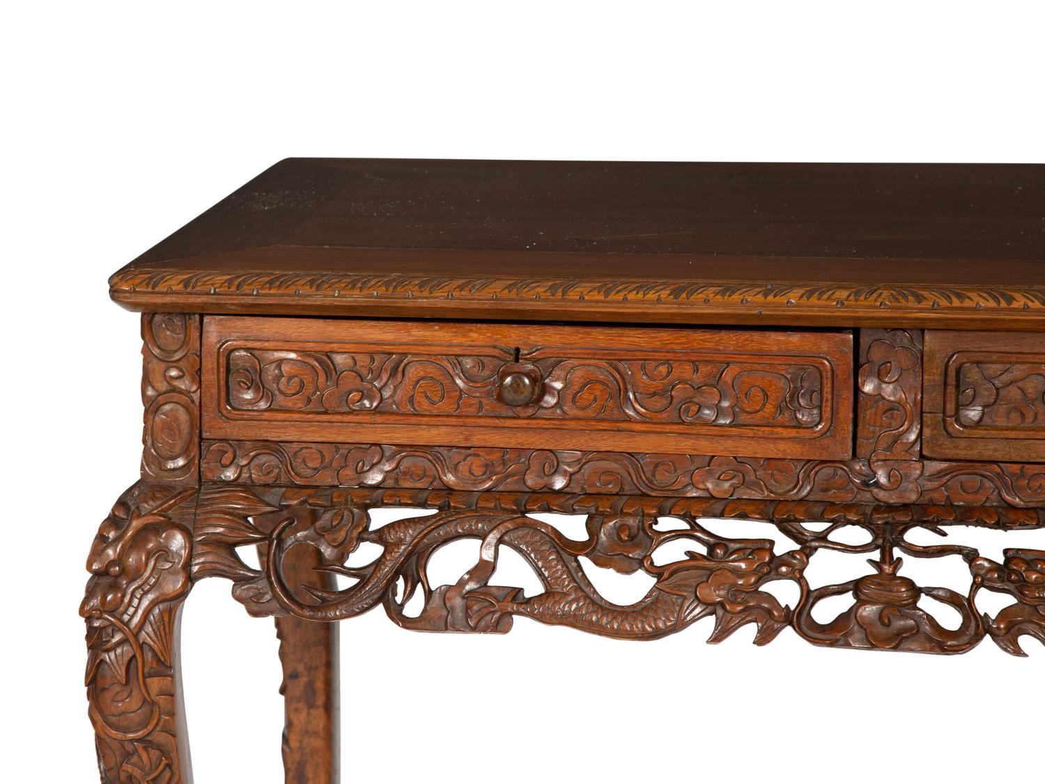 An Asian Carved Hardwood Side Table