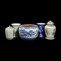 Five Chinese and Japanese Porcelain Vessels, the Chinese Qing Dynasty